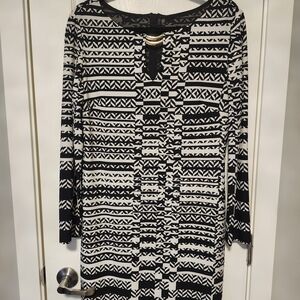 Joseph Ribkoff Monochrome Tribal Print Dress